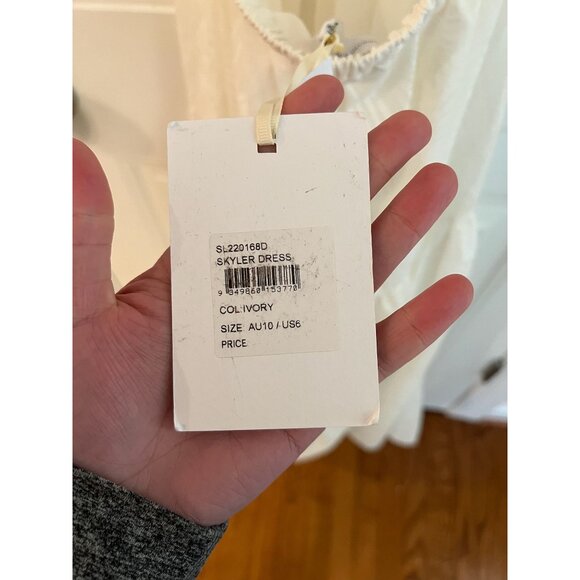 Significant Other Ivory Skyler Open Back Puff Sleeve‎ Midi Dress Sz 6 NWT - Picture 6 of 8